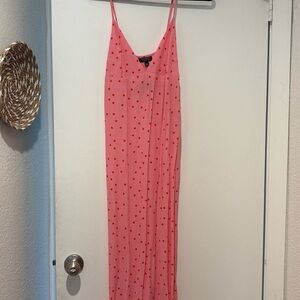 Topshop Red & Pink Polka Dot Maxi Slip Dress